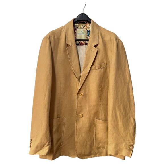 Tommy Bahama Blazer Men's Large Tan Linen Blend Sport Coat Jacket‎ Island Zone - Picture 1 of 7